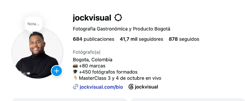 Perfil de Instagram de @jockvisual