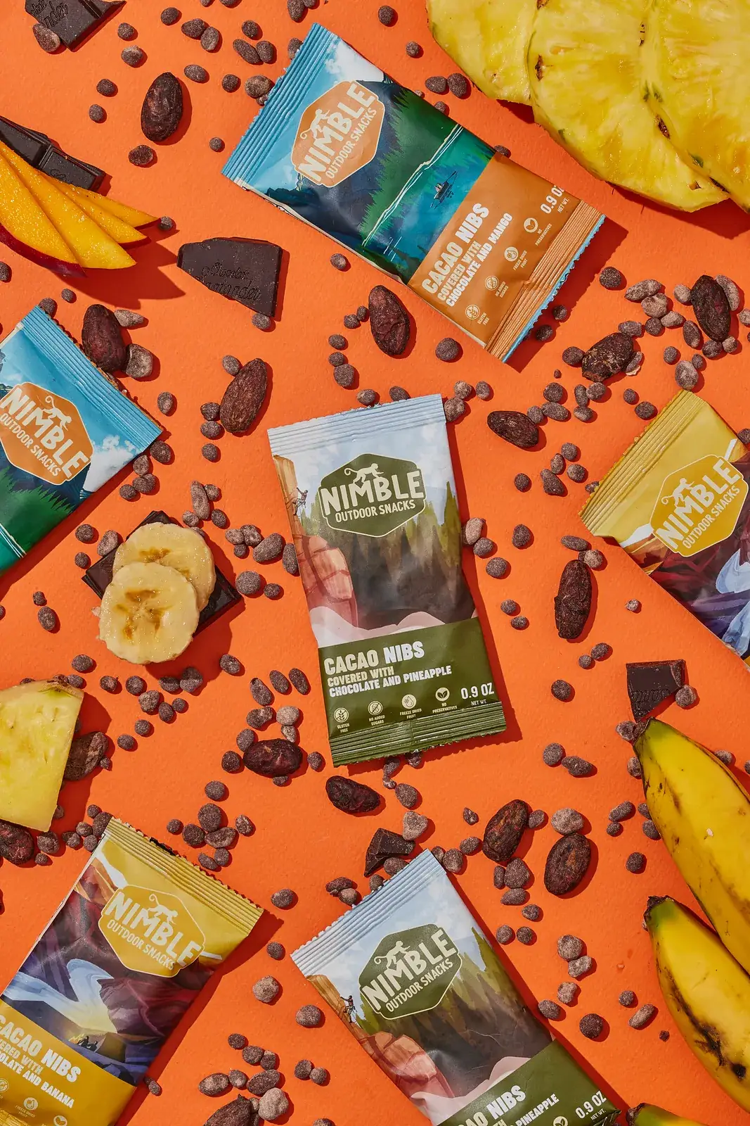 Flat lay de barras Nimble para redes sociales y publicidad